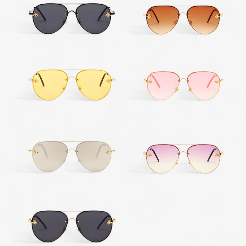 Vintage pilot sunglasses with bee detail – Halcyon-Gold Silver-State of Style