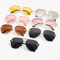 Vintage pilot sunglasses with bee detail – Halcyon-Gold Silver-State of Style