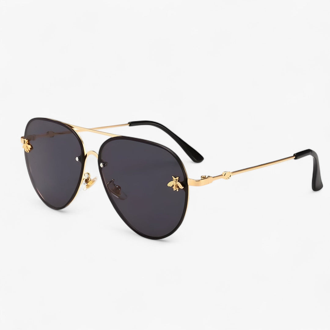 Vintage pilot sunglasses with bee detail – Halcyon-Gold Silver-State of Style