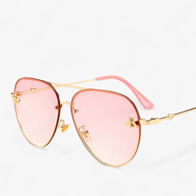 Vintage pilot sunglasses with bee detail – Halcyon-Gold Silver-State of Style