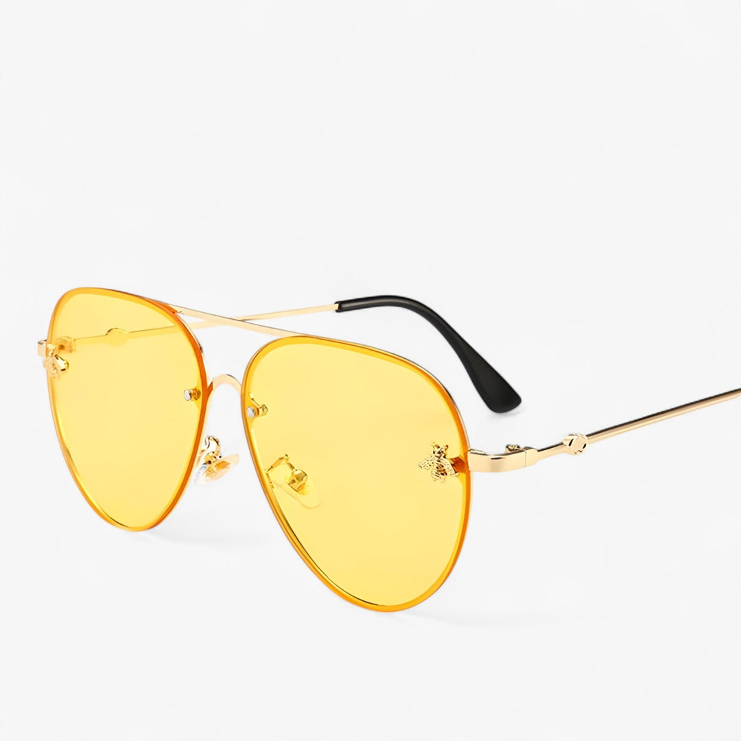 Vintage pilot sunglasses with bee detail – Halcyon-Gold Silver-State of Style