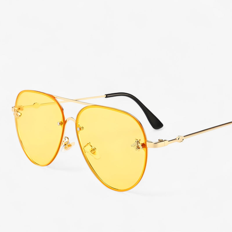 Vintage pilot sunglasses with bee detail – Halcyon-Gold Silver-State of Style