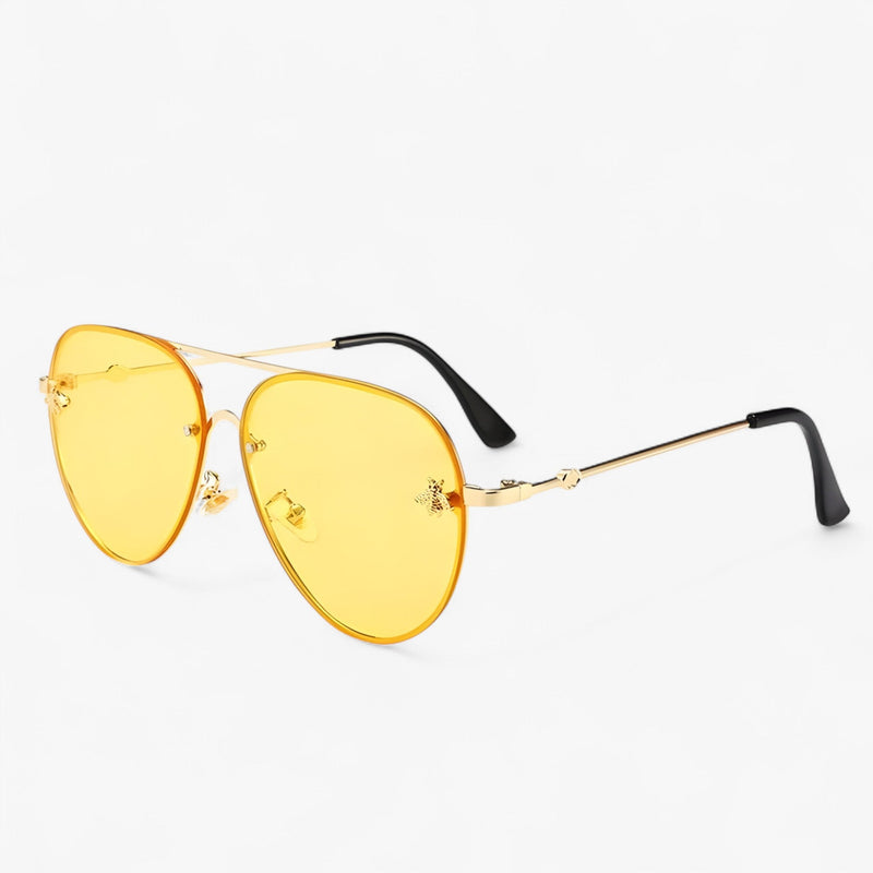 Vintage pilot sunglasses with bee detail – Halcyon-Yellow Gold-State of Style