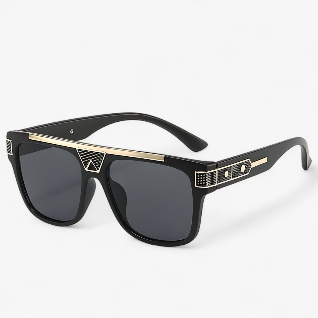 Vintage pilot sunglasses with mirrored lenses – Aerion-Black Grey-State of Style