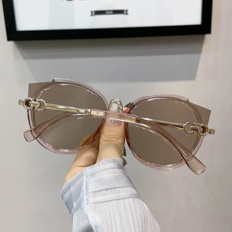 Vintage Rimless Cat Eye Sunglasses-Black-State of Style