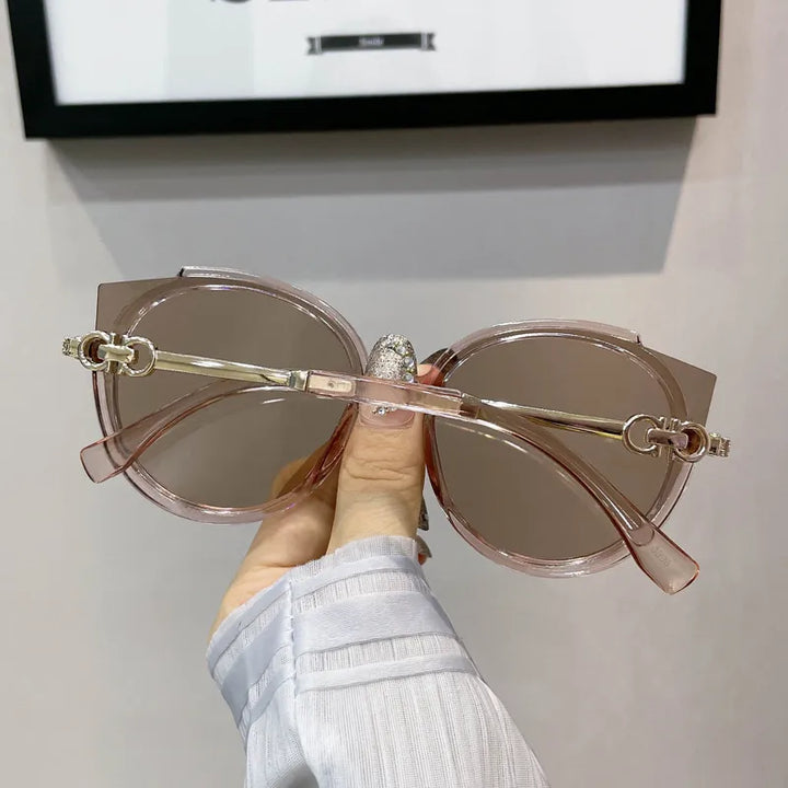 Vintage Rimless Cat Eye Sunglasses-Black-State of Style