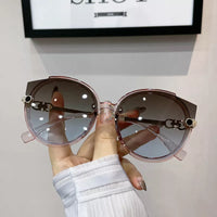 Vintage Rimless Cat Eye Sunglasses-Black-State of Style