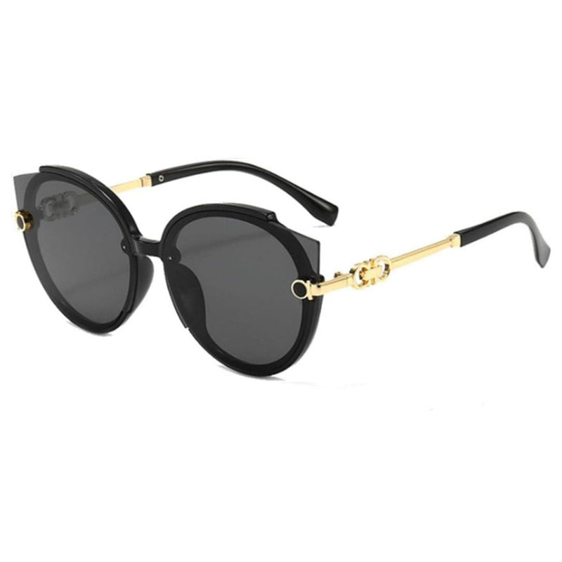 Vintage Rimless Cat Eye Sunglasses-Black-State of Style
