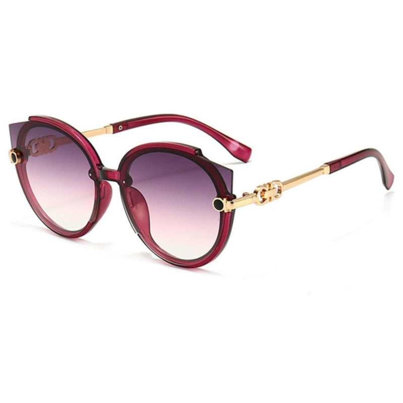 Vintage Rimless Cat Eye Sunglasses-Purple-State of Style
