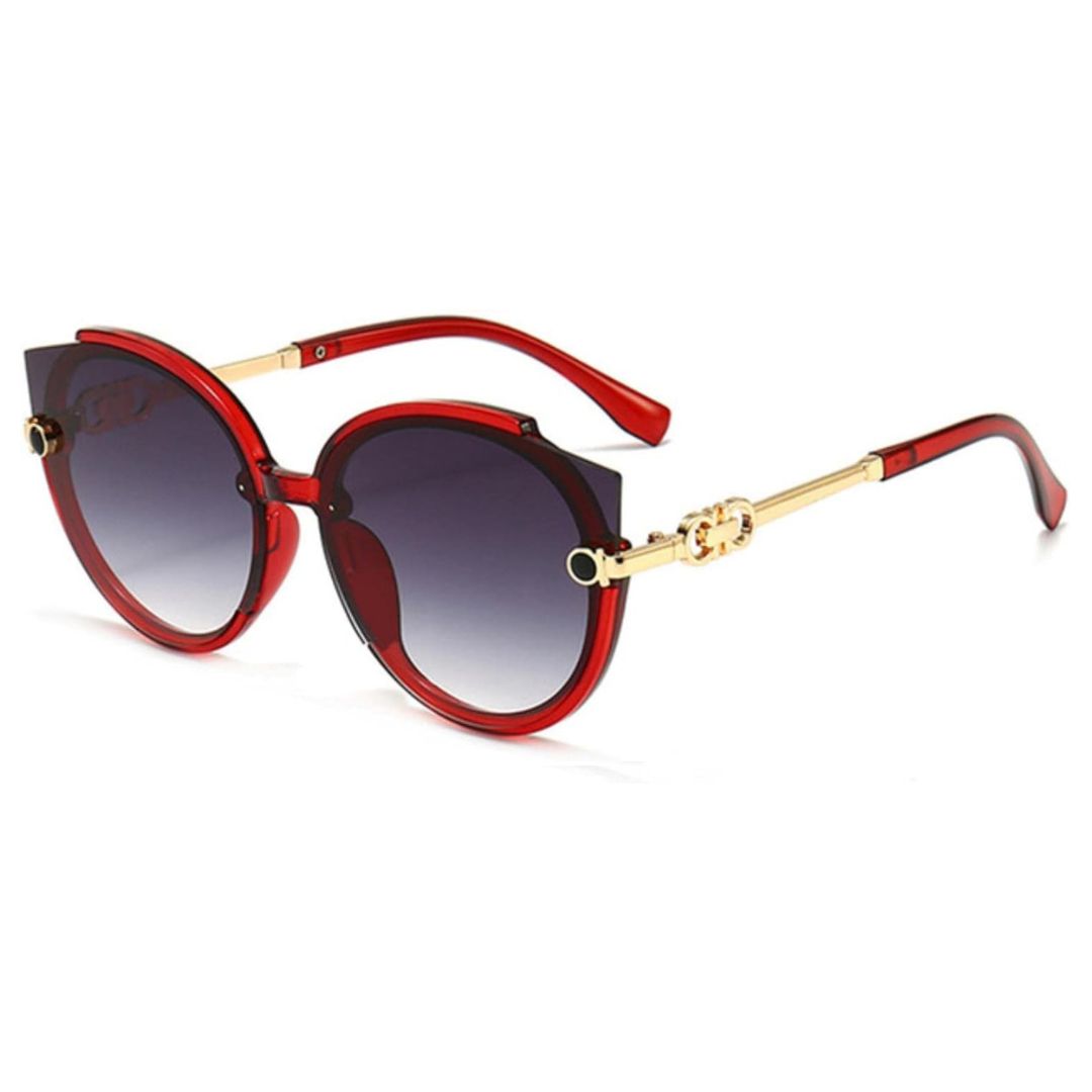 Vintage Rimless Cat Eye Sunglasses-Red-Grey-State of Style
