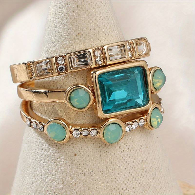 Vintage Ring with Blue Crystal - Lunara-6-State of Style