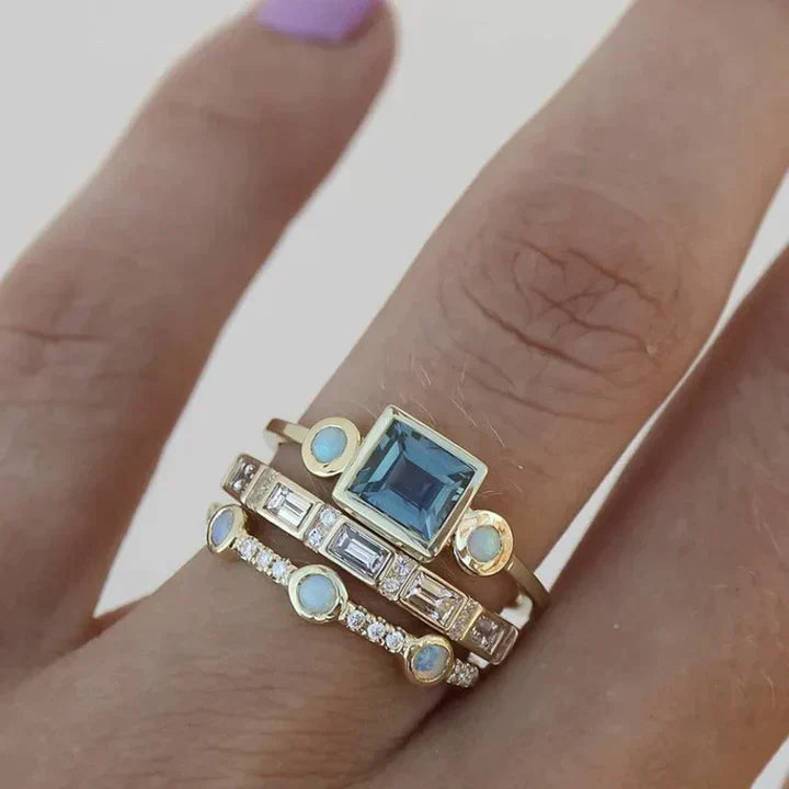 Vintage Ring with Blue Crystal - Lunara-6-State of Style