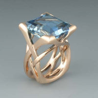 Vintage Rose Gold Ring with Blue Zirconia - Rosalie-6-State of Style