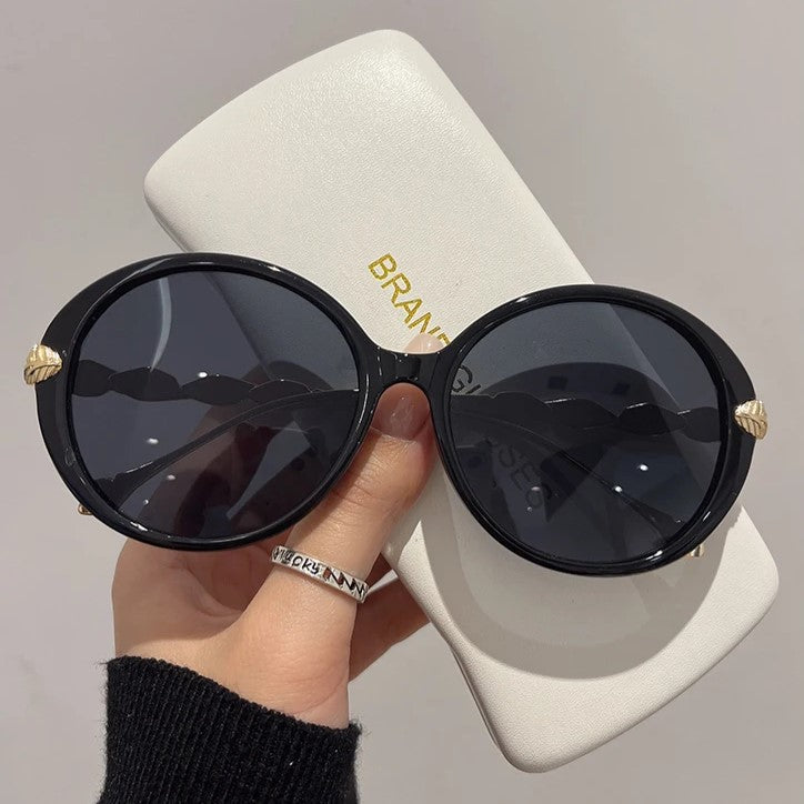 Vintage Round Gradient Sunglasses-Black-Grey-State of Style