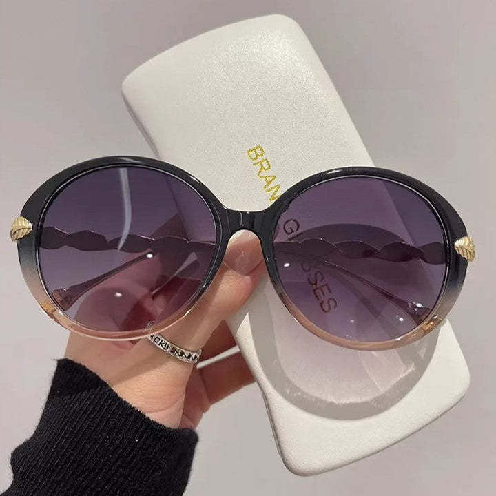 Vintage Round Gradient Sunglasses-Black-Tea Grey-State of Style