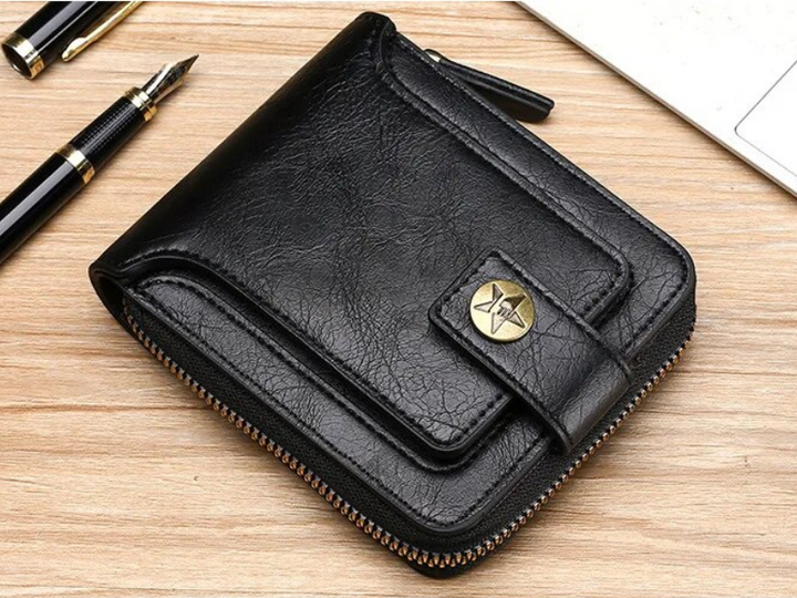 Vintage-Style PU Leather Wallet – Compact & Stylish-Black-State of Style
