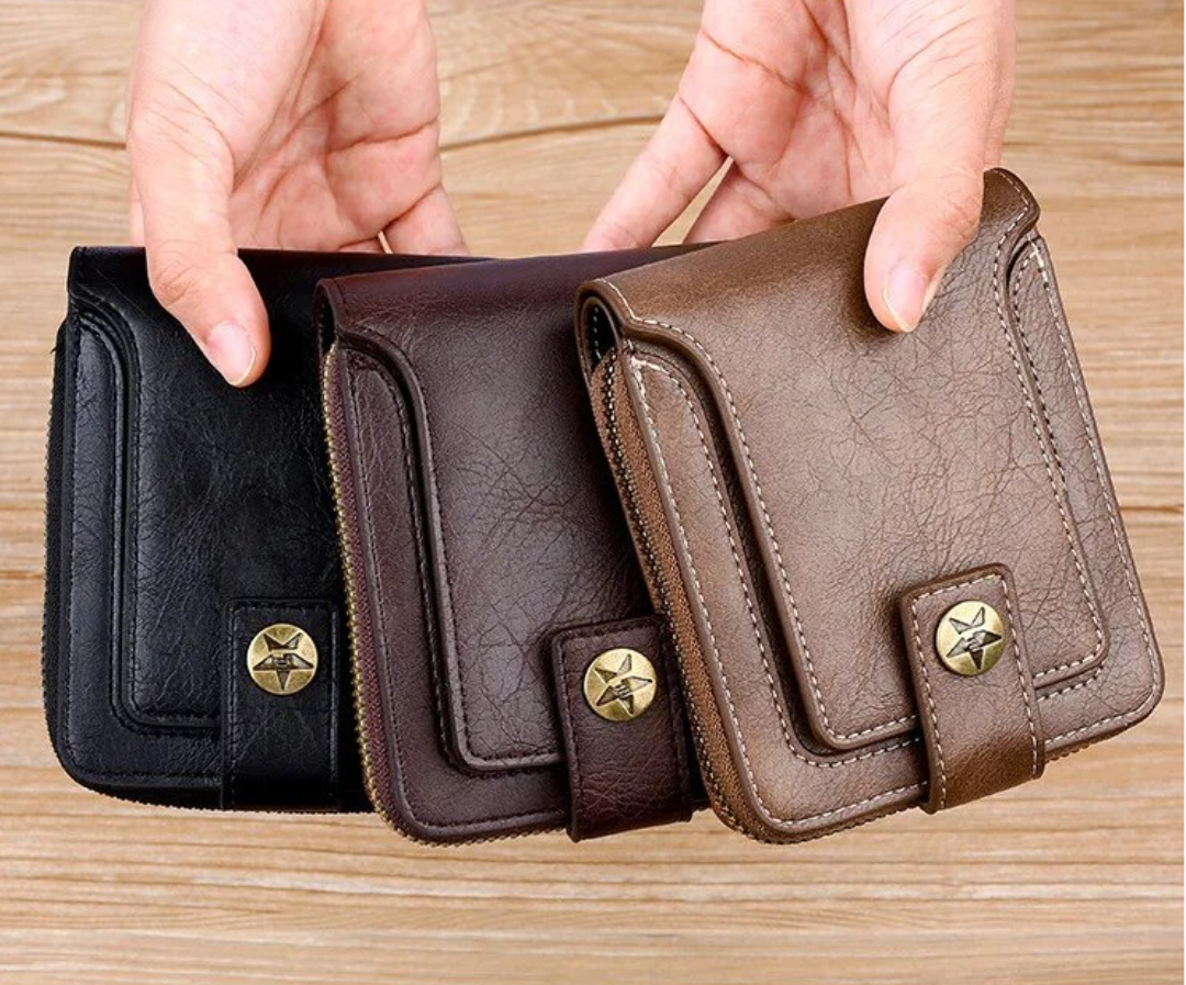 Vintage-Style PU Leather Wallet – Compact & Stylish-Black-State of Style