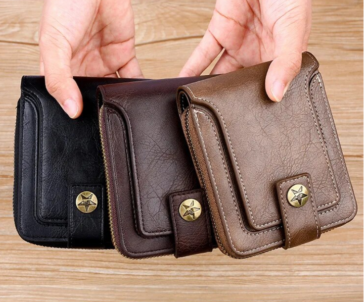 Vintage-Style PU Leather Wallet – Compact & Stylish-Black-State of Style