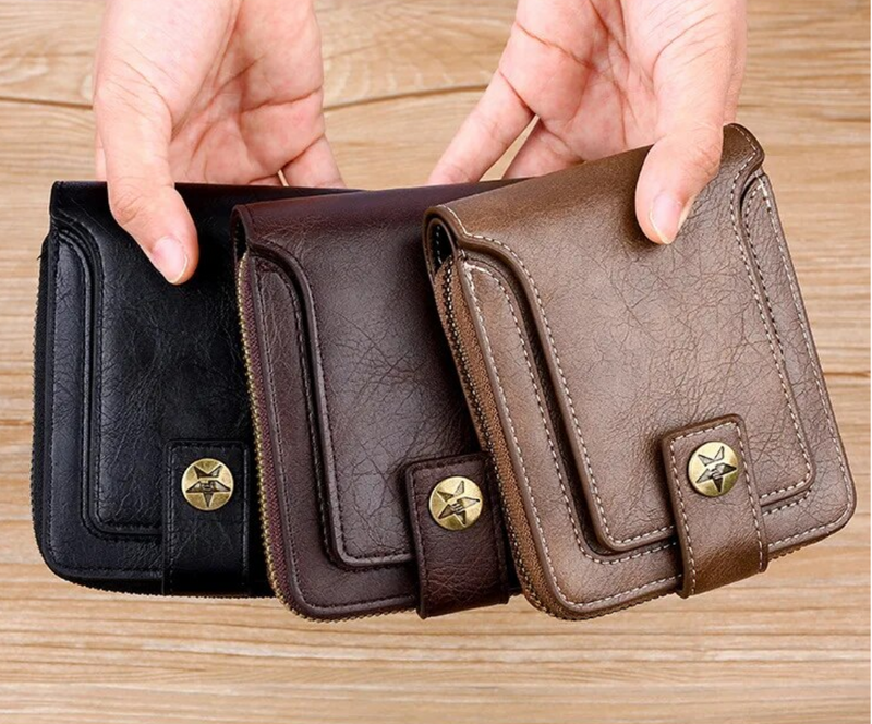 Vintage-Style PU Leather Wallet – Compact & Stylish-Black-State of Style