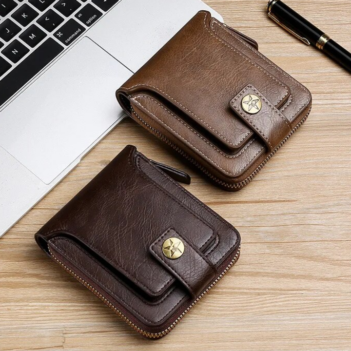 Vintage-Style PU Leather Wallet – Compact & Stylish-Black-State of Style