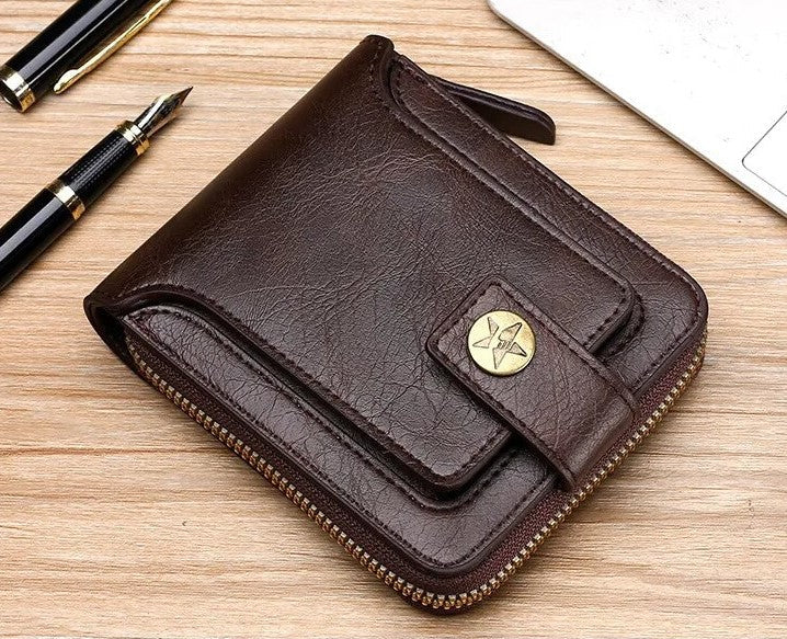 Vintage-Style PU Leather Wallet – Compact & Stylish-Coffee-State of Style