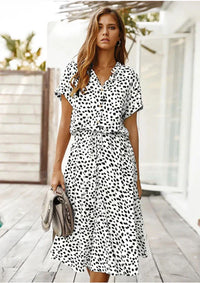 Vintage Summer Dress with Three-Quarter Sleeves – Maevy-White-S-State of Style