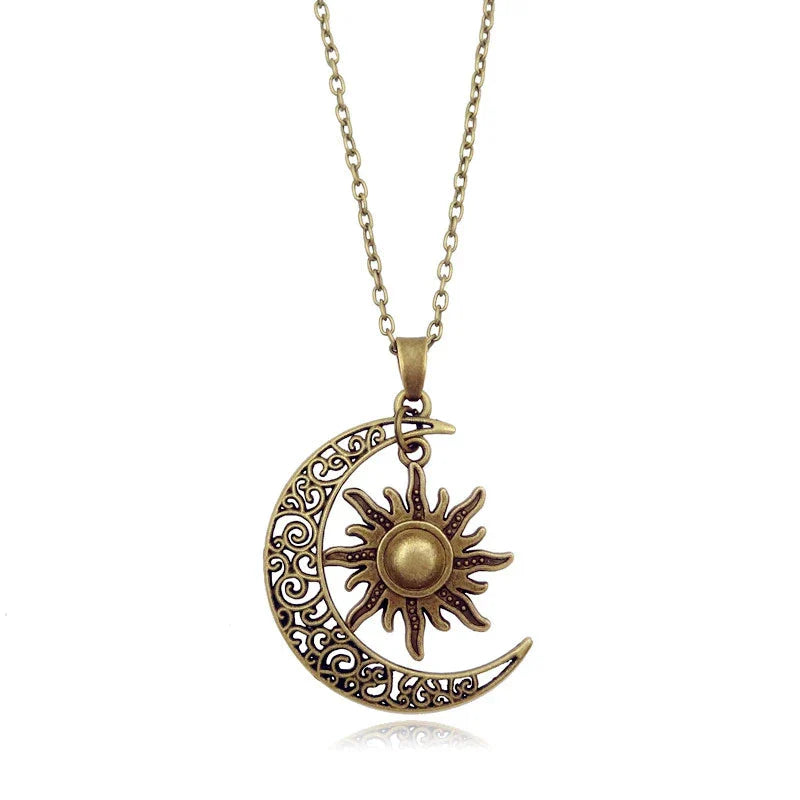 Vintage Sun and Moon Necklace-Gold-State of Style