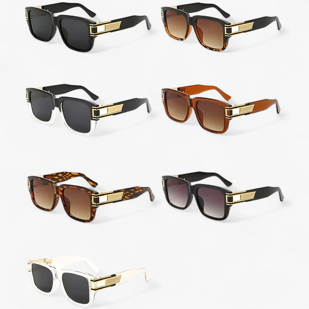 Vintage sunglasses with square frame and drop detail – Elvoir-Black Grey-State of Style