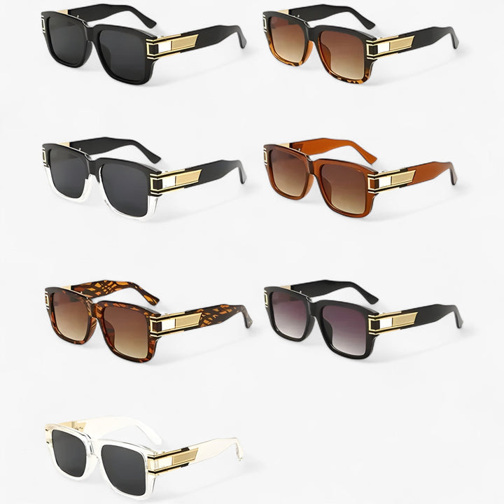 Vintage sunglasses with square frame and drop detail – Elvoir-Black Grey-State of Style