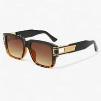 Vintage sunglasses with square frame and drop detail – Elvoir-Black Leopard-State of Style