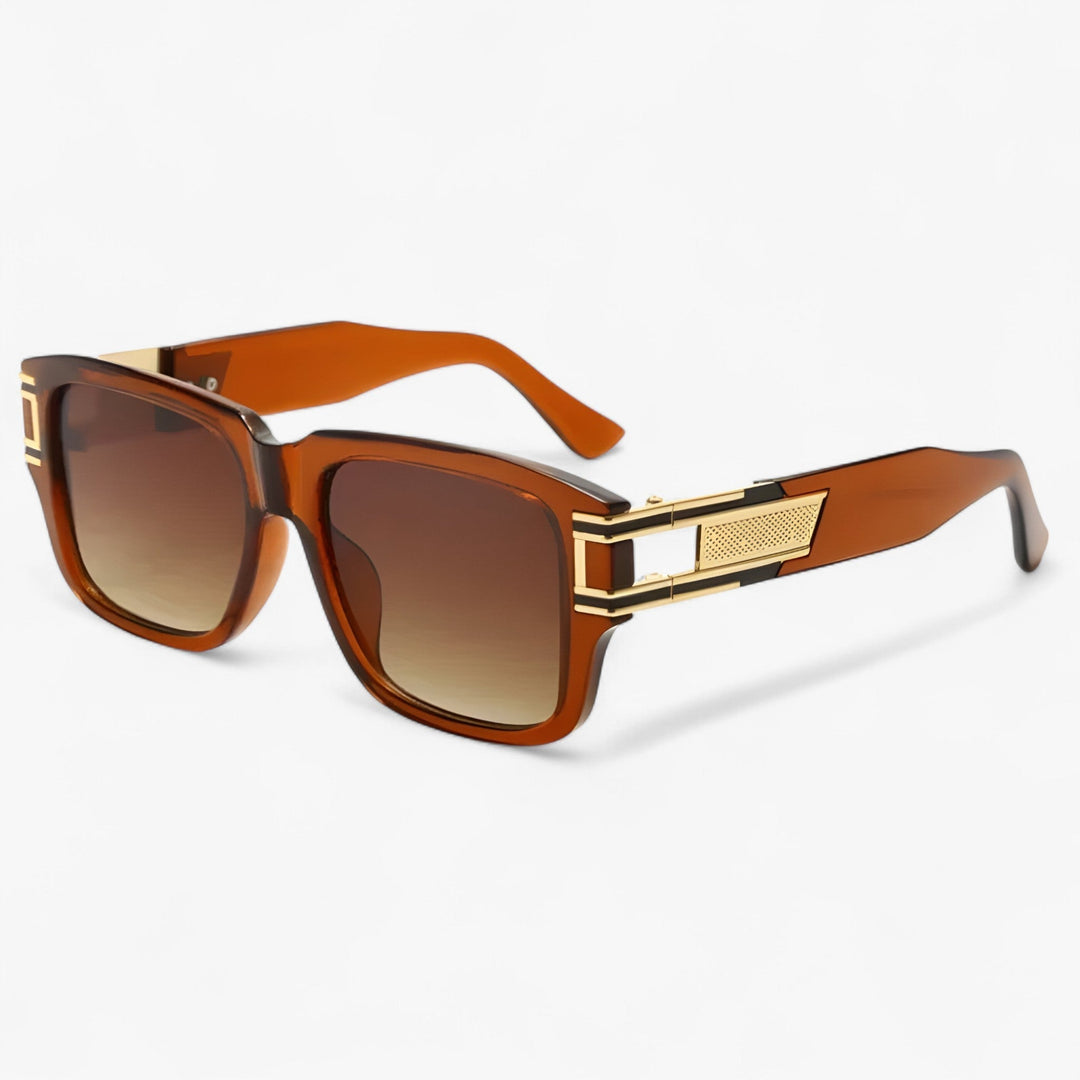 Vintage sunglasses with square frame and drop detail – Elvoir-Brown-State of Style