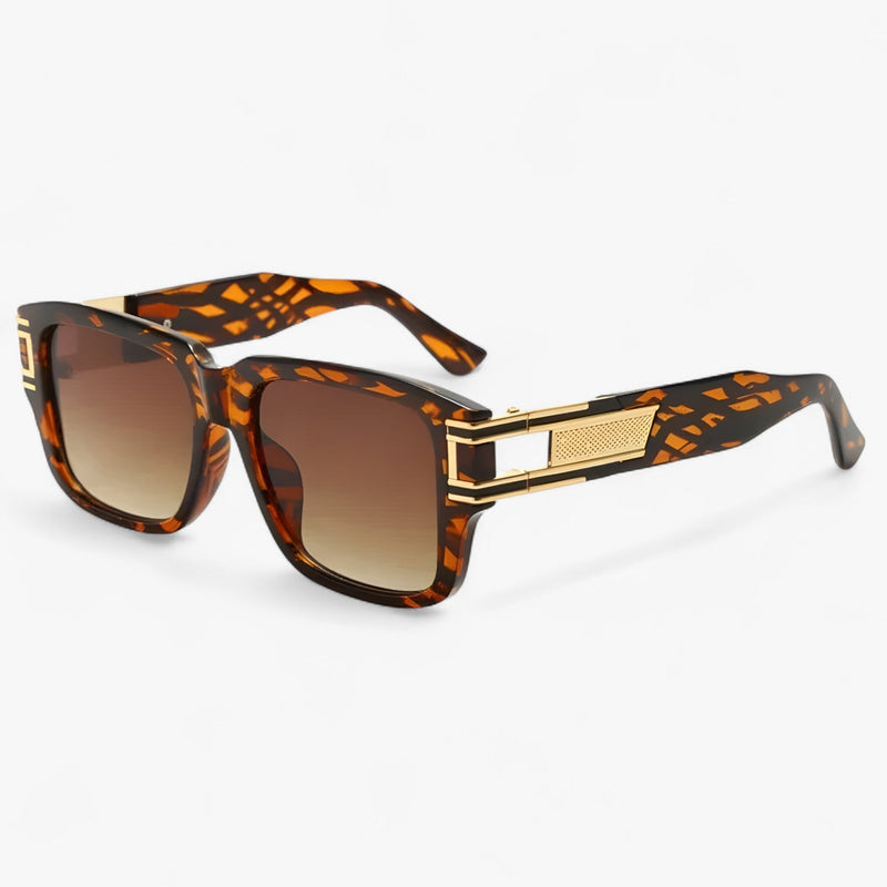 Vintage sunglasses with square frame and drop detail – Elvoir-Leopard Grey-State of Style