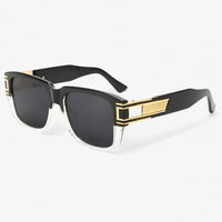 Vintage sunglasses with square frame and drop detail – Elvoir-Transparent Grey-State of Style
