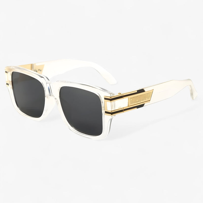 Vintage sunglasses with square frame and drop detail – Elvoir-White Grey-State of Style