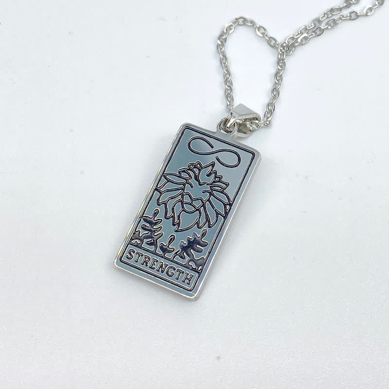 Vintage Tarot Card Good Luck Pendant - Seraphina-Strength-Silver-State of Style