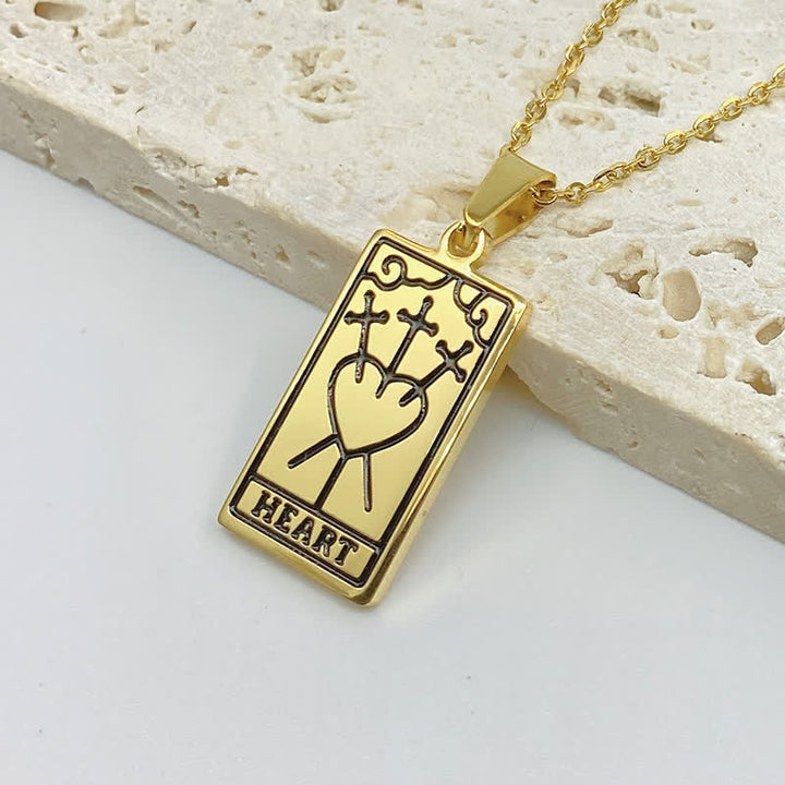 Vintage Tarot Card Good Luck Pendant - Seraphina-Three of Swords-Gold-State of Style