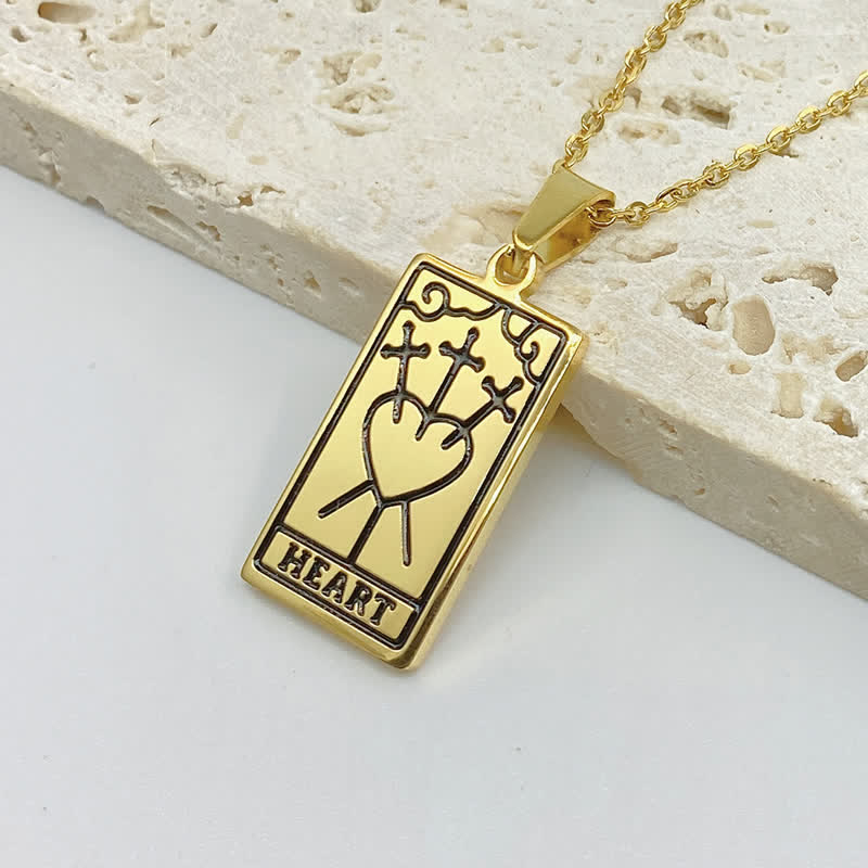 Vintage Tarot Card Good Luck Pendant - Seraphina-Three of Swords-Gold-State of Style