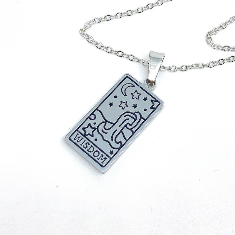 Vintage Tarot Card Good Luck Pendant - Seraphina-Wisdom-Silver-State of Style