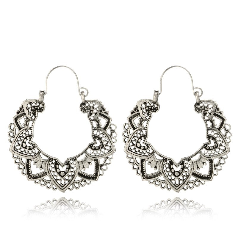 Vintage Totem Drop Earrings-Silver-State of Style