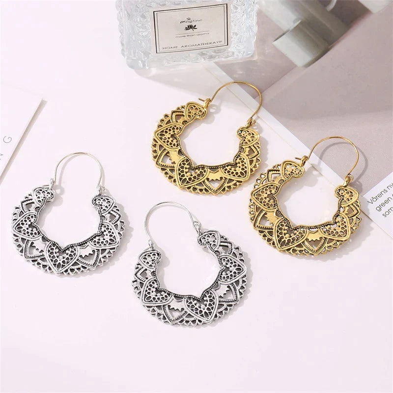 Vintage Totem Drop Earrings-Silver-State of Style