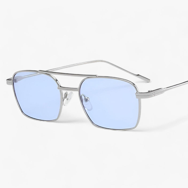 Vintage Unisex Sunglasses with Double Bridge – Aero-Silver Blue-State of Style