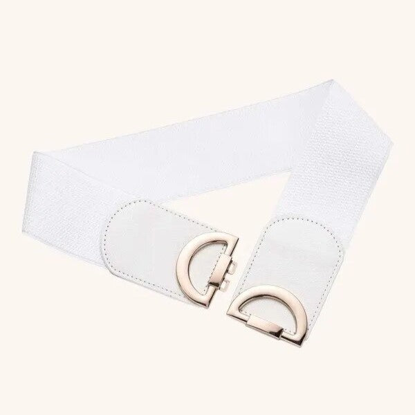 Vintage Wide Elastic Wrap Belt-White-State of Style