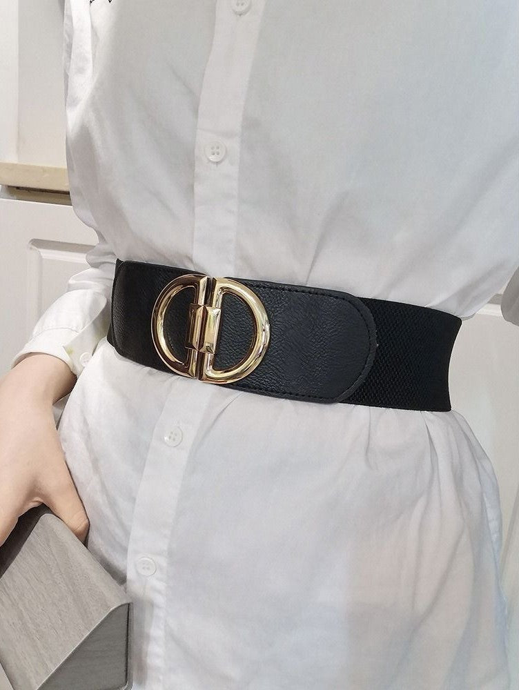 Vintage Wide Elastic Wrap Belt-White-State of Style