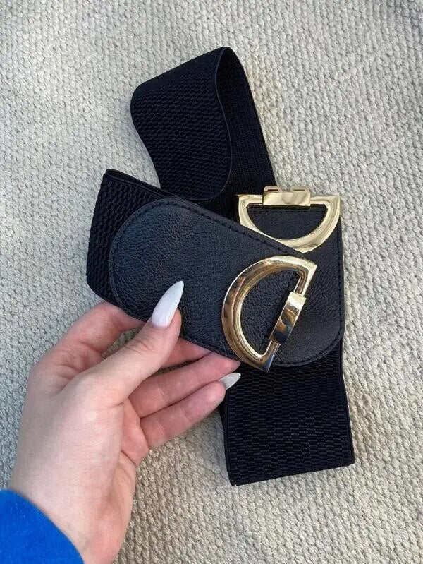 Vintage Wide Elastic Wrap Belt-White-State of Style