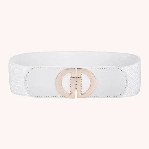Vintage Wide Elastic Wrap Belt-White-State of Style