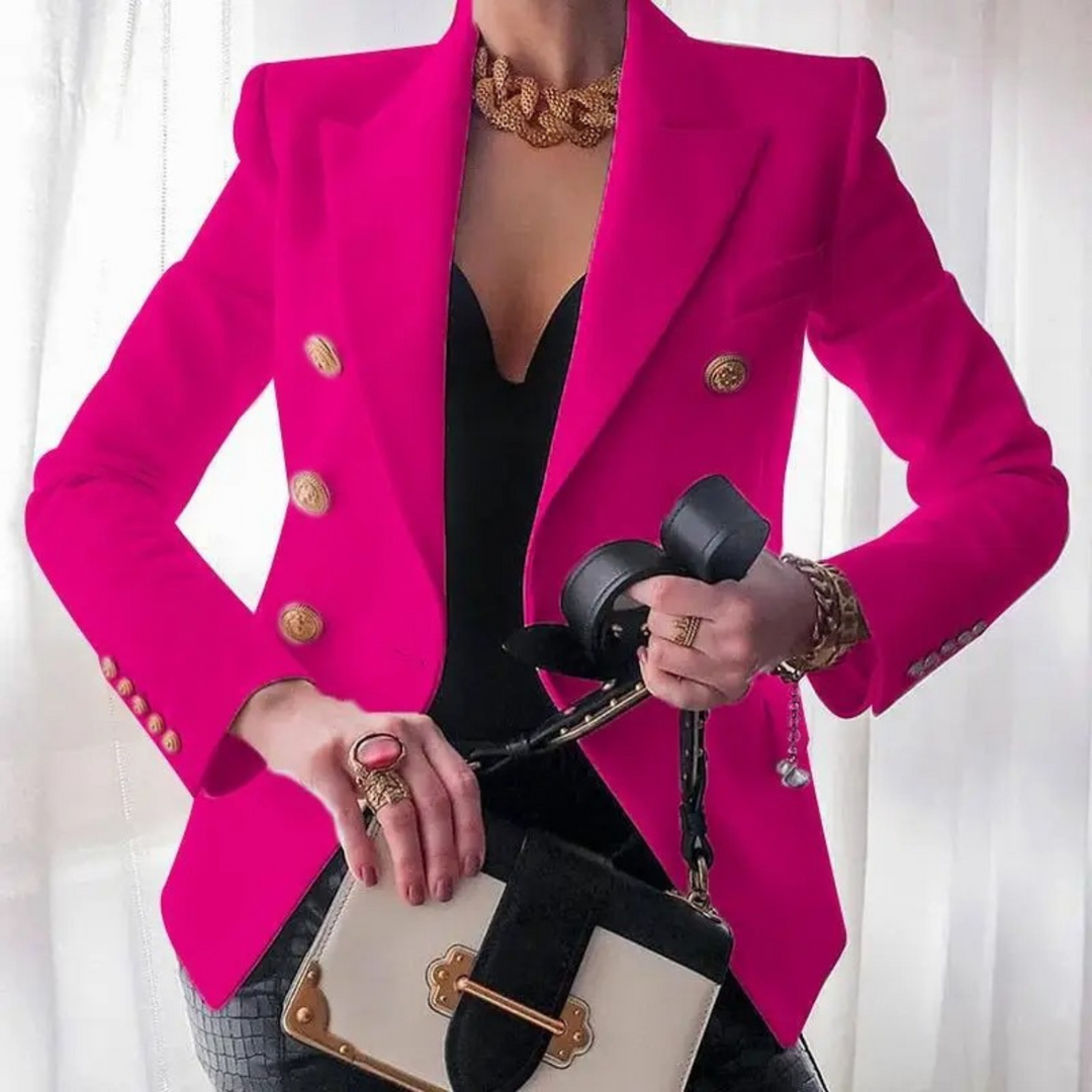 Vintage Women's Blazer with Double Buttons - Isabelle-Pink-S-State of Style