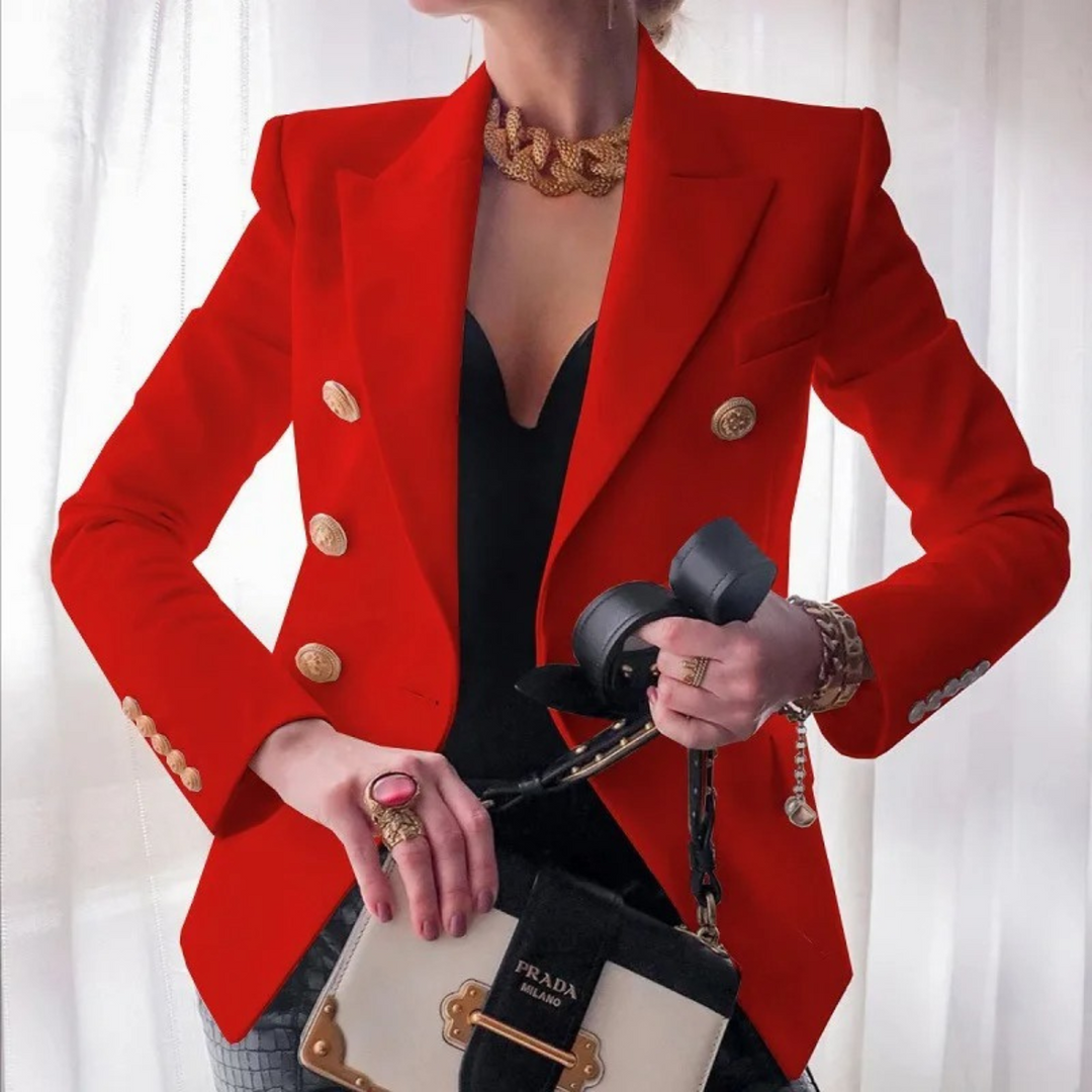 Vintage Women's Blazer with Double Buttons - Isabelle-Red-S-State of Style