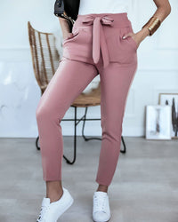 Violet | FlexFit High-Waisted Fashion Trousers-Pink-S-State of Style