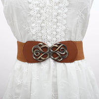 Vivian Traditional Belt – Vintage Wide Belt with Retro Rose Buckle-Red-State of Style