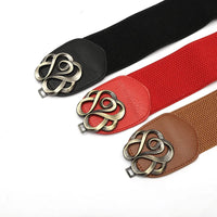 Vivian Traditional Belt – Vintage Wide Belt with Retro Rose Buckle-Red-State of Style